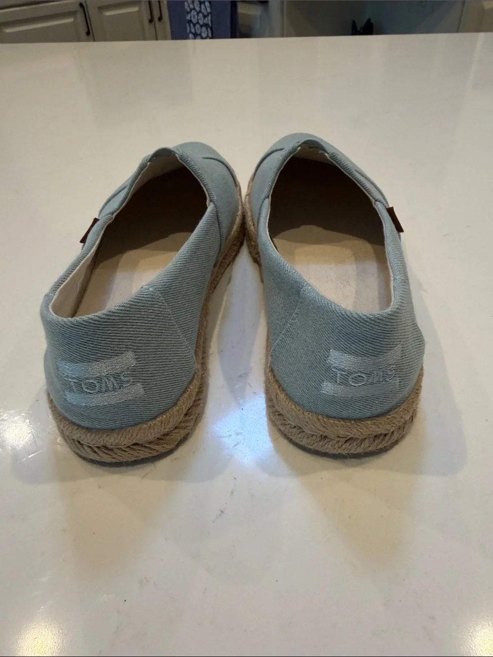 Toms Womens Light Blue Canvas Slip-On Espadrilles